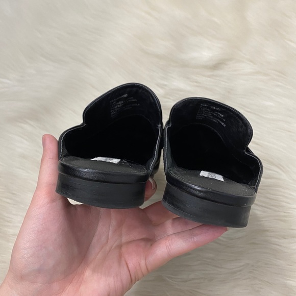 Steve Madden Black Leather Horsebit Loafers Mules - Picture 6 of 9